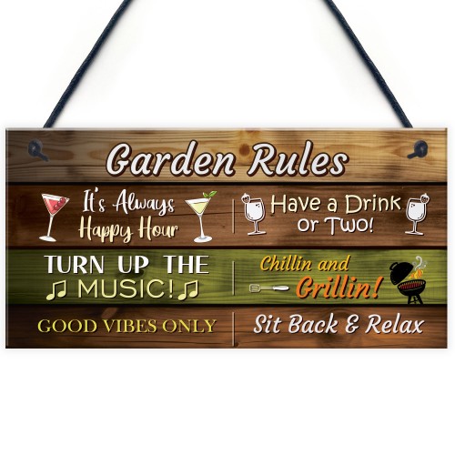 Garden Rules Hanging Wall Sign Garden Bar Signs For Home Bar