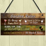 Garden Rules Hanging Wall Sign Garden Bar Signs For Home Bar
