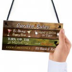 Garden Rules Hanging Wall Sign Garden Bar Signs For Home Bar