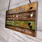 Garden Rules Hanging Wall Sign Garden Bar Signs For Home Bar