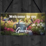 Garden Welcome Signs Hanging Garden Shed Wall Fence Signs Gift