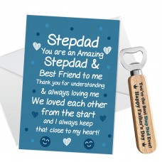 Fathers Day Gift Bundle For Step Dad Card and Bottle Opener Gift