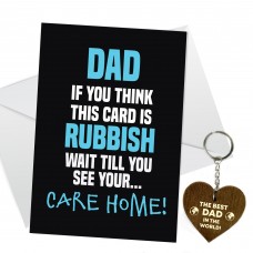 Funny Card And Keyring Bundle for Dad Fathers Day Birthday Card 