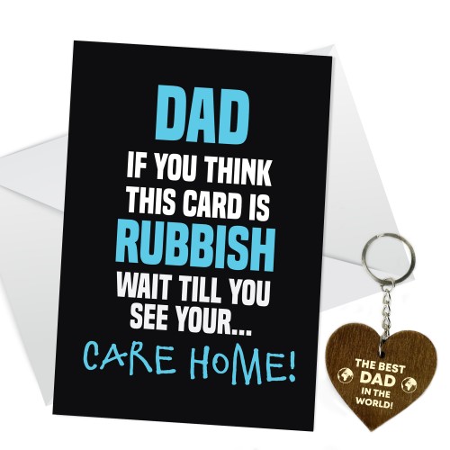 Funny Card And Keyring Bundle for Dad Fathers Day Birthday Card 