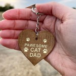Funny Birthday Fathers Day Gift From Cat Engraved Keyring