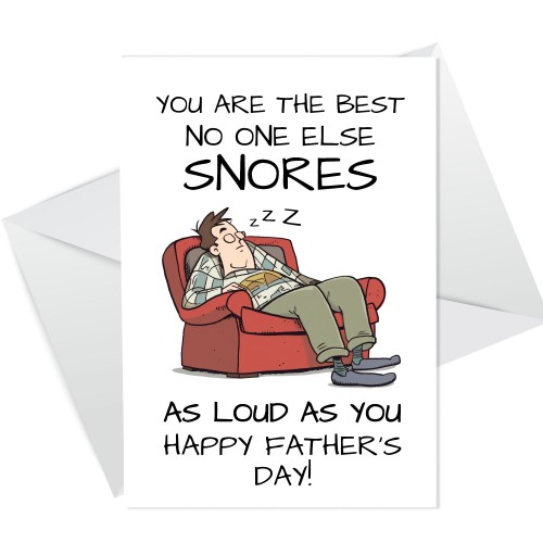 Funny Card For Him On Fathers Day SNORES Joke Humour Fathers Day