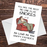 Funny Card For Him On Fathers Day SNORES Joke Humour Fathers Day