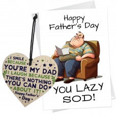 Funny Humour Dad Card For Fathers Day Wooden Heart Joke Gifts