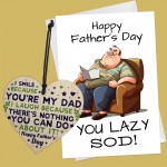 Funny Humour Dad Card For Fathers Day Wooden Heart Joke Gifts