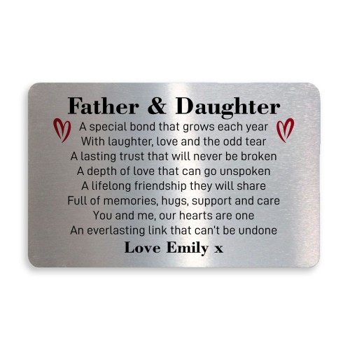 Father & Daughter Dad Metal Wallet Card Keepsake From Daughter