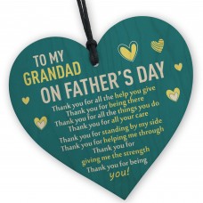 Fathers Day Thank You Gift For Grandad Wooden Heart Gifts