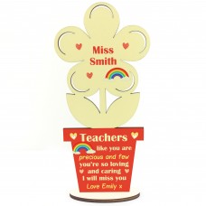 Teacher Wooden Flower PERSONALISED Gift Thank You Teacher Gift