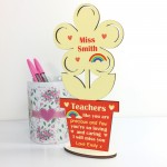 Teacher Wooden Flower PERSONALISED Gift Thank You Teacher Gift