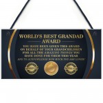 BEST GRANDAD AWARD Grandad Sign Fathers Day Gift From Grandchild