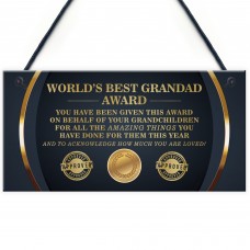 BEST GRANDAD AWARD Grandad Sign Fathers Day Gift From Grandchild