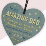 Gift For AMAZING DAD For Fathers Day Birthday Wooden Heart