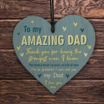 Gift For AMAZING DAD For Fathers Day Birthday Wooden Heart