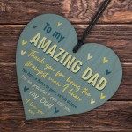 Gift For AMAZING DAD For Fathers Day Birthday Wooden Heart
