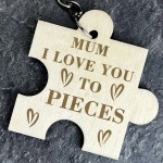 Mum I Love You To Piece Wood Keyring Mum Birthday Gifts