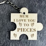 Mum I Love You To Piece Wood Keyring Mum Birthday Gifts