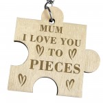 Mum I Love You To Piece Wood Keyring Mum Birthday Gifts