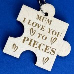 Mum I Love You To Piece Wood Keyring Mum Birthday Gifts