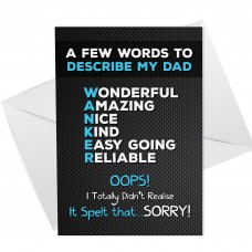 Words To Describe My Dad Funny Fathers Day Birthday Card