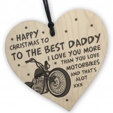 Happy Christmas To The Best Daddy Motorbike Gift Wood Heart Moto