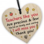 Thank You Gift For Teacher Heart Wood Plaque Leaving School End