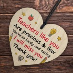 Thank You Gift For Teacher Heart Wood Plaque Leaving School End