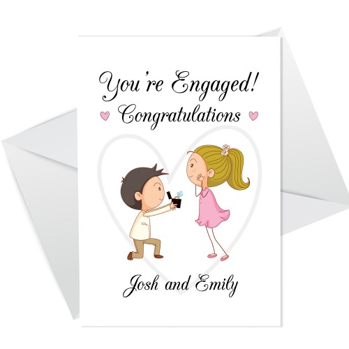 Personalised Congratulations Your Engagement Card Cute Couple