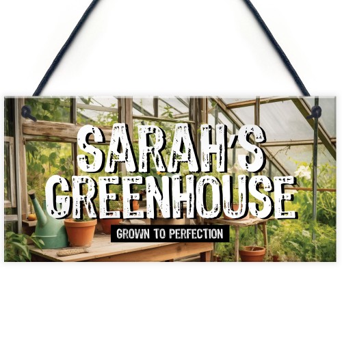 Novelty Greenhouse Sign Shabby Personalised Garden Sign Shed