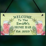 PERSONALISED Home Cocktail Bar Sign Garden Bar Home Bar Pub