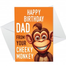 Funny Birthday Card For Dad Monkey Design From Daughter Son