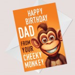 Funny Birthday Card For Dad Monkey Design From Daughter Son