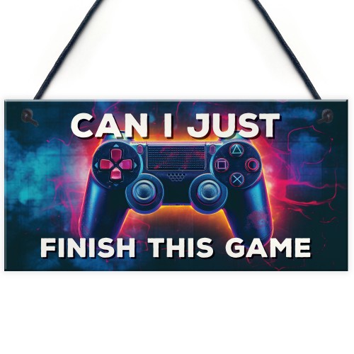 Neon Can I Just Finish This Game Hanging Gaming Sign For Boys