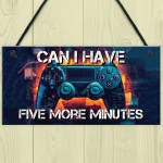 Neon Five More Minutes Hanging Gaming Sign For Boys Bedroom Sign
