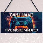 Neon Five More Minutes Hanging Gaming Sign For Boys Bedroom Sign