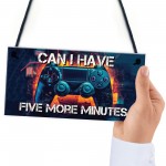 Neon Five More Minutes Hanging Gaming Sign For Boys Bedroom Sign