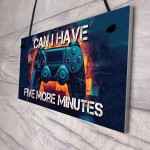 Neon Five More Minutes Hanging Gaming Sign For Boys Bedroom Sign