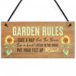Garden Rules Hanging Plaque Backyard Sign Shed Sign Garden Gift