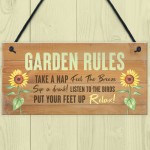 Garden Rules Hanging Plaque Backyard Sign Shed Sign Garden Gift