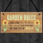 Garden Rules Hanging Plaque Backyard Sign Shed Sign Garden Gift