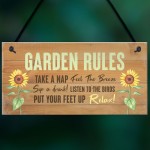 Garden Rules Hanging Plaque Backyard Sign Shed Sign Garden Gift