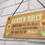 Garden Rules Hanging Plaque Backyard Sign Shed Sign Garden Gift