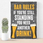 Bar Rules Sign Hanging Home Bar Sign Garden Plaque Funny Alcohol