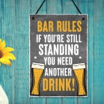 Bar Rules Sign Hanging Home Bar Sign Garden Plaque Funny Alcohol