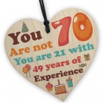 Funny 70th Birthday Gift For Men Women Novelty Wooden Heart