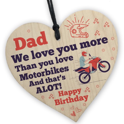 Funny Birthday Gift For Dad Motorbike Motorcyle Gifts Wood Heart