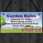 Cool Garden Rules Sign Hanging Shed Summerhouse Plaque Garden